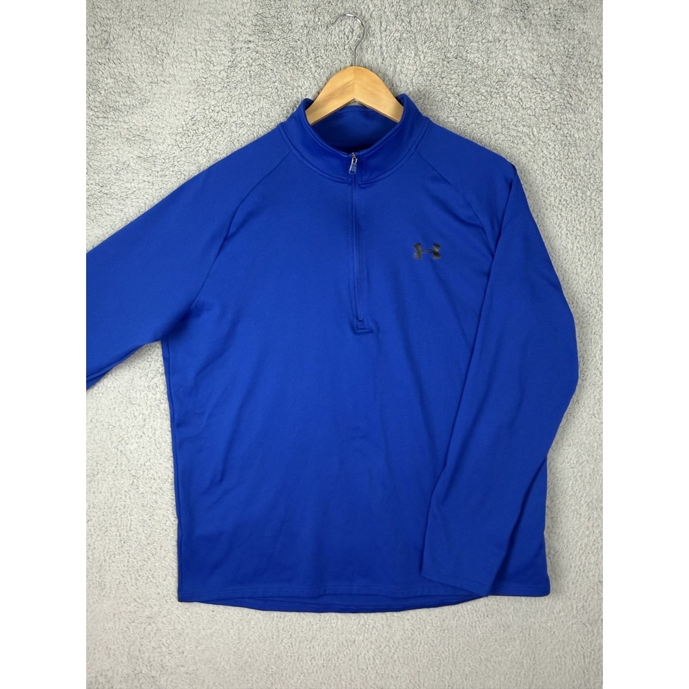 Under Armour HeatGear Pullover Mens Large Blue 1/4 Zip Long Sleeve Athletic Top